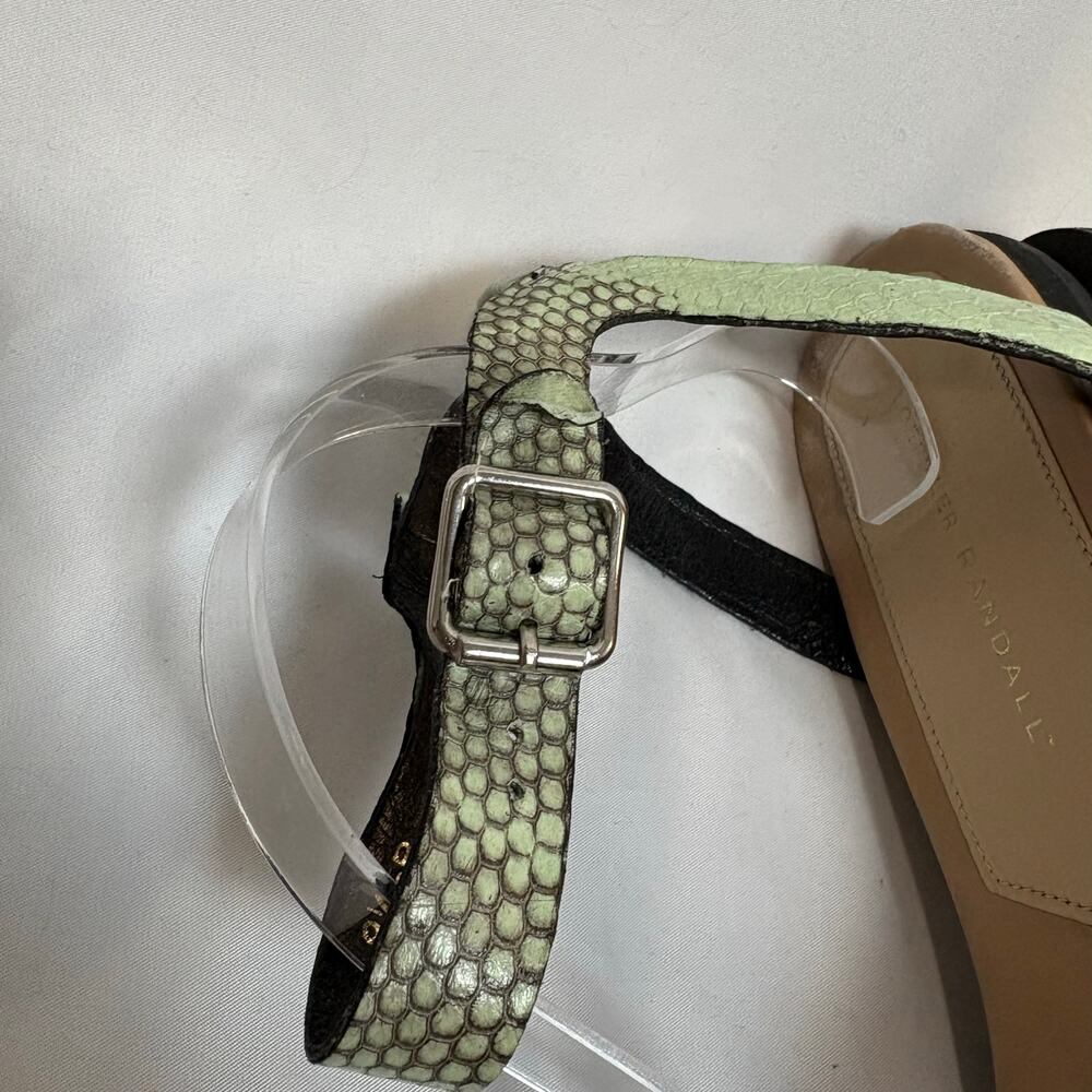 Loeffler Randall Gilda Flat Sandals White Band Mint Snake Ankle Strap Size 8.5 - Picture 5 of 10